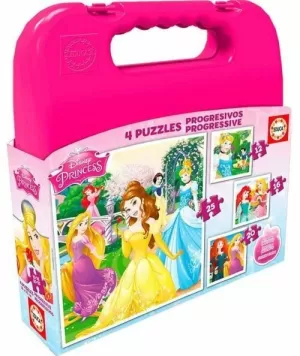 PRINCESAS DISNEY 4 PUZZLES PROGRESIVOS 12-16-20-25